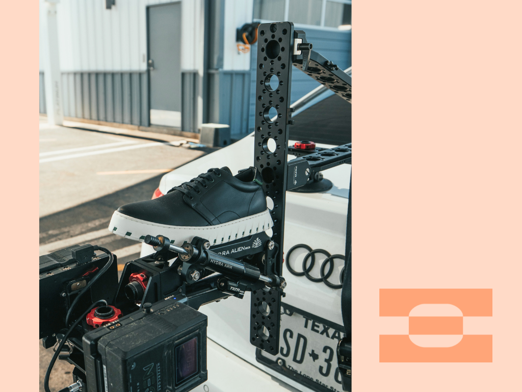 Engineering test rig evaluating an IAMBIC MODEL T shoe to study stability, motion, and biomechanical performance during movement.