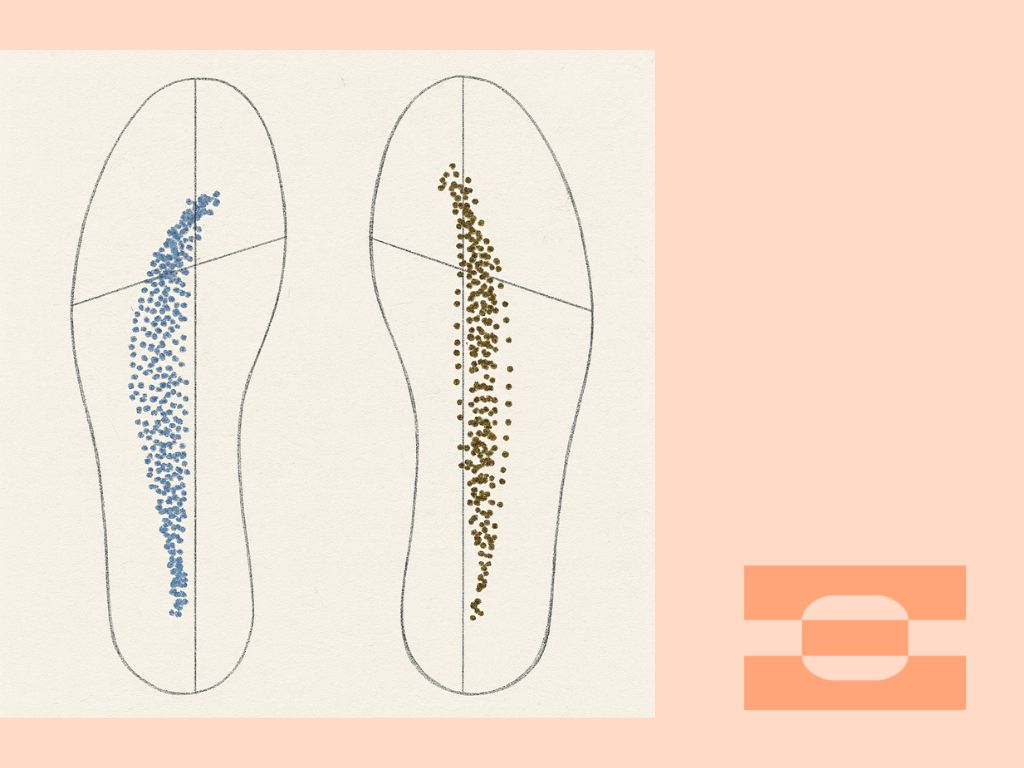 Illustrated footprint alignment map showing how walking supports posture, energy, and performance in executives.